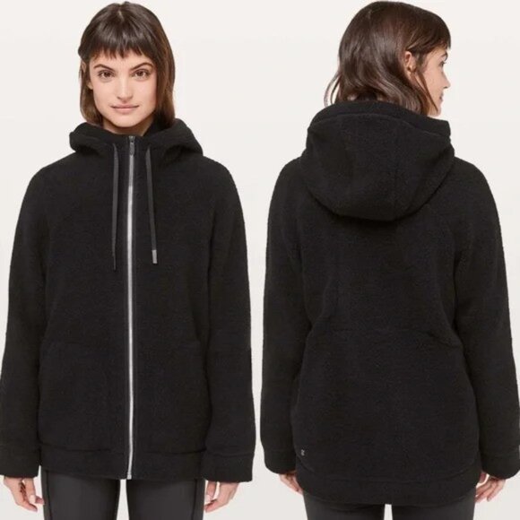lululemon athletica Jackets & Blazers - Lululemon So Sherpa Black Hooded Jacket Women's